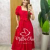 Vestido Nicole Em Alfaiataria - Vermelho Cereja - Milla Chic