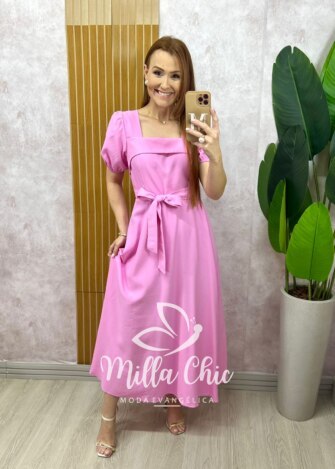 Vestido Nicole Em Alfaiataria - Rosa - Milla Chic