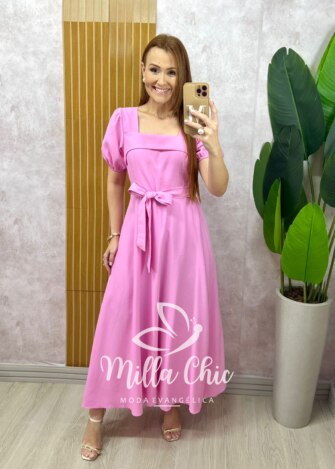 Vestido Nicole Em Alfaiataria - Rosa - Milla Chic