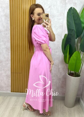 Vestido Nicole Em Alfaiataria - Rosa - Milla Chic