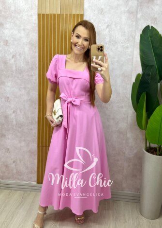 Vestido Nicole Em Alfaiataria - Rosa - Milla Chic