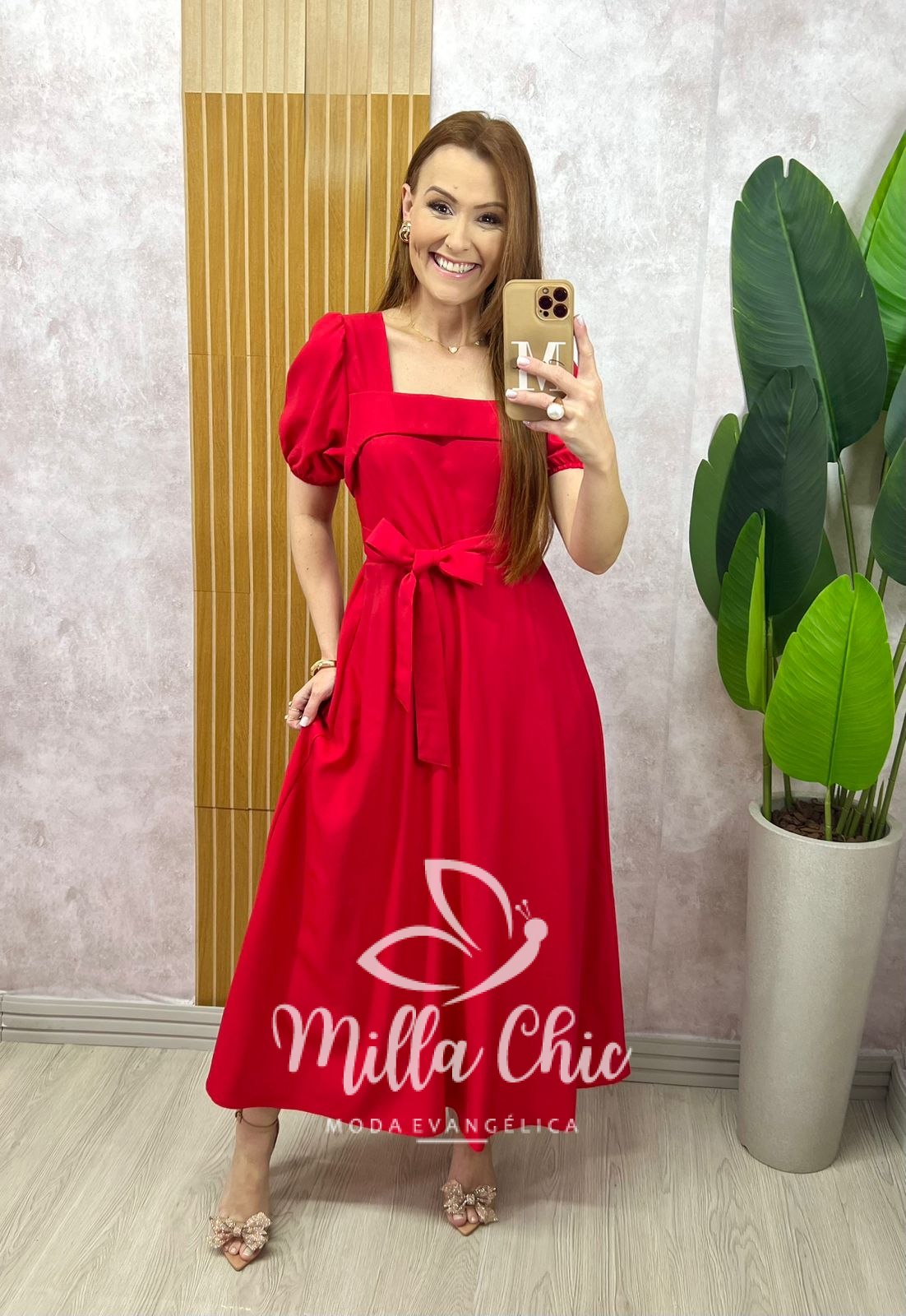 Milla Chic - millachic com br vestido nicole em alfaiataria vermelho cereja Vestido Nicole Em Alfaiataria - Vermelho Cereja - Milla Chic