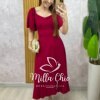 Vestido Pamela Em Viscolinho - vermelho cereja - Milla Chic