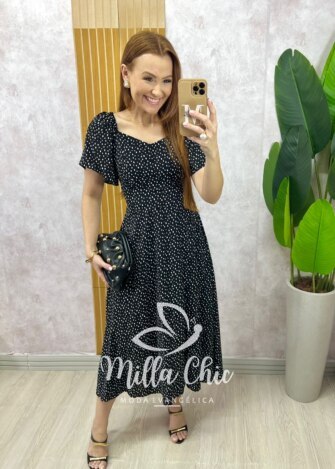 Milla Chic - millachic com br vestido pamela em viscolinho preto 1 Vestido Pamela Em Viscolinho - Preto - Milla Chic
