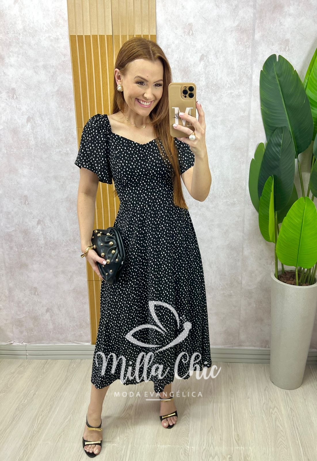 Milla Chic - millachic com br vestido pamela em viscolinho preto 1 Vestido Pamela Em Viscolinho - Preto - Milla Chic
