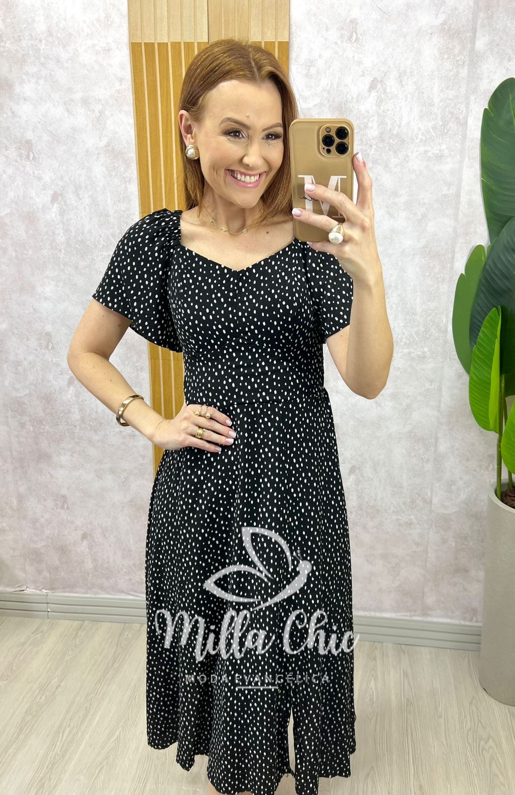 Milla Chic - millachic com br vestido pamela em viscolinho preto 2 Vestido Pamela Em Viscolinho - Preto - Milla Chic
