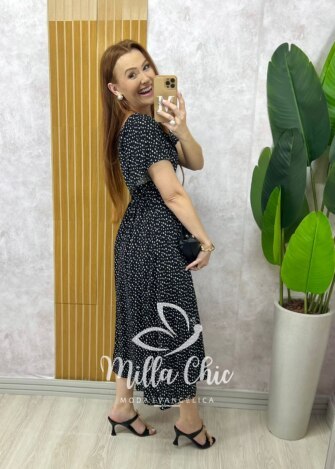 Milla Chic - millachic com br vestido pamela em viscolinho preto 3 Vestido Pamela Em Viscolinho - Preto - Milla Chic