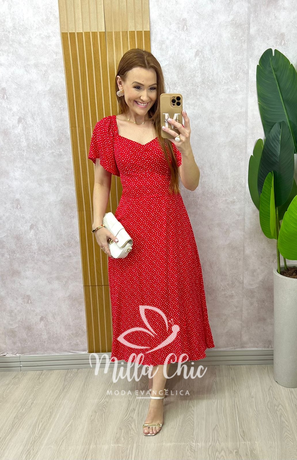 Milla Chic - millachic com br vestido pamela em viscolinho vermelho 1 Vestido Pamela Em Viscolinho - Vermelho - Milla Chic