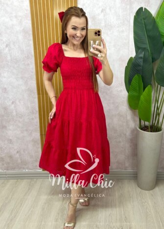 Vestido Yasmim em lesie cereja - Milla Chic