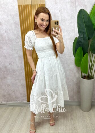 Vestido Yasmim em lesie Branco - Milla Chic