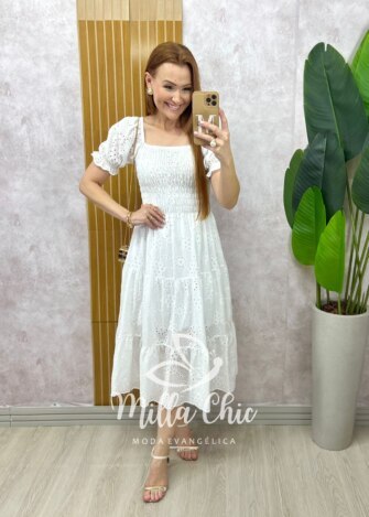 Vestido Yasmim em lesie Branco - Milla Chic
