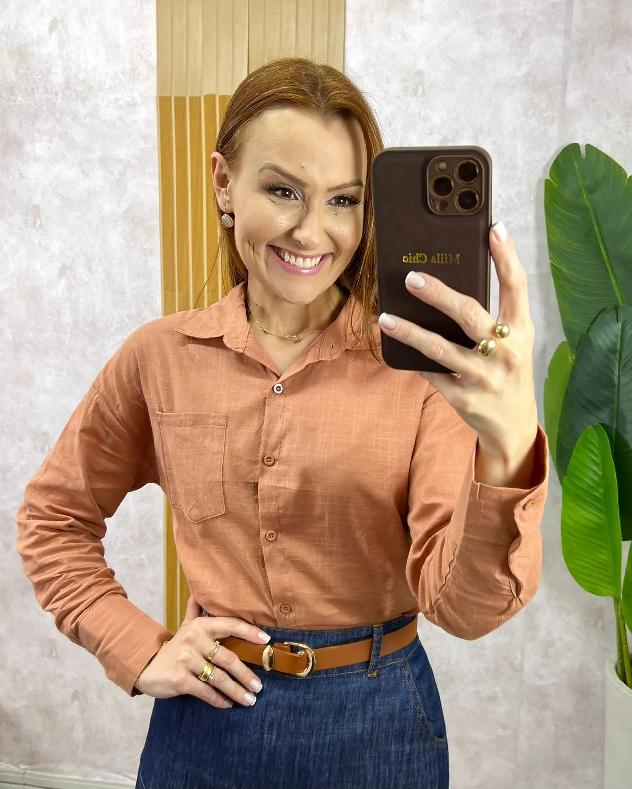 Milla Chic – Camisa Agar Em Linho – Marrom Milla Chic - Camisa Agar Em Linho - Marrom