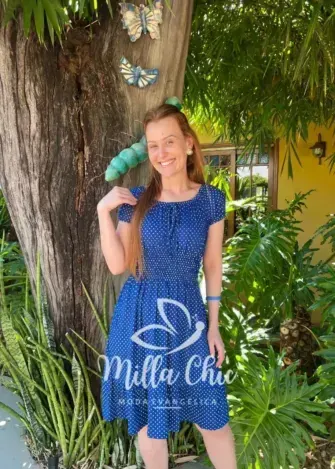 Vestido Comfy Mia Poá – Azul Marinho - Milla Chic