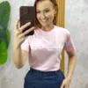 Milla Chic - T-Shirt Iluminada Em Malha Algodão - Rosa