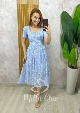 Milla Chic - Vestido Suellen Bordado - Rosa pó (cópia)