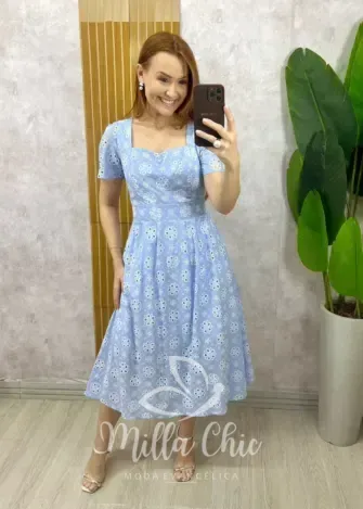 Milla Chic - Vestido Suellen Bordado - Rosa pó (cópia)