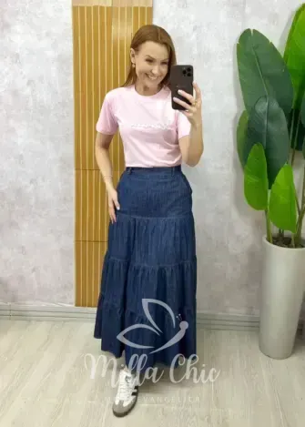 Milla Chic - T-Shirt Iluminada Em Malha Algodão - Rosa