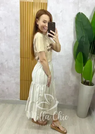 Milla Chic - Saia Minerva em alfaiataria - Off wrhite (cópia)