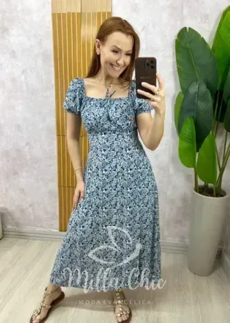 Milla Chic - Vestido Luiza Em Viscolinho - Preto Estampa Paisley (cópia)