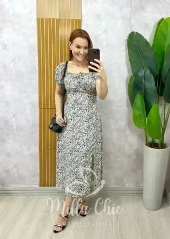 Milla Chic - Vestido Luiza Em Viscolinho - Branco Estampa Paisley