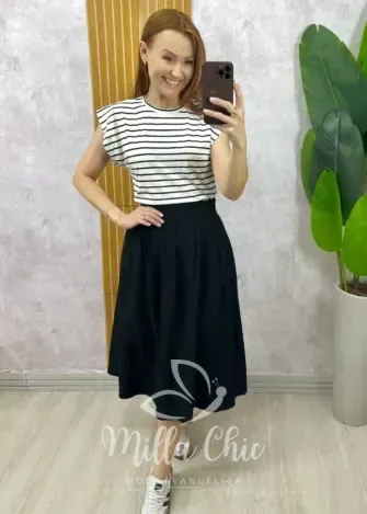Milla Chic - Saia Sílvia Midi - Preta
