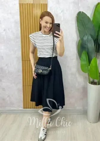Milla Chic - Saia Sílvia Midi - Preta