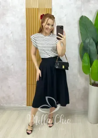 Milla Chic - Saia Sílvia Midi - Preta