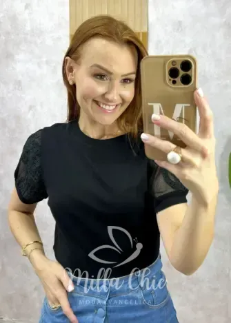 Milla Chic - Blusa Nilma Em Malha Algodão - Azul (cópia)