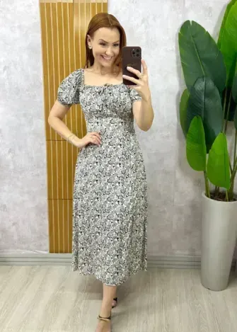 Milla Chic - Vestido Thassia Em Viscolinho - Natural Estampado (cópia)