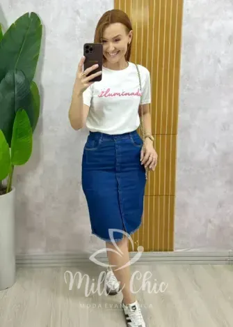 Milla Chic - T-Shirt Coração Em Malha Algodão - Branca (cópia)