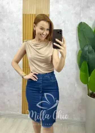 Milla Chic - Blusa Ariele Em Fluity - Bege