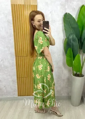 Milla Chic - Vestido Thassia Em Viscolinho - Natural Estampado (cópia)