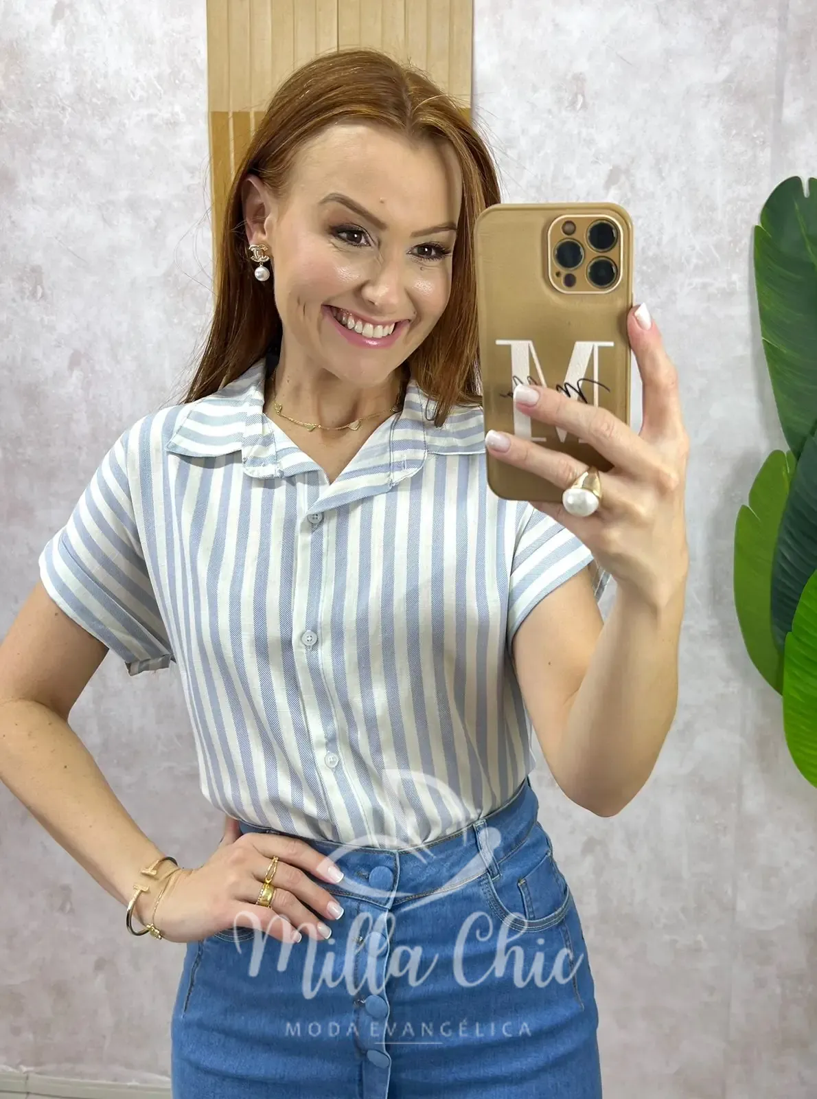Milla Chic – Camisa Lígia Em Viscolinho- Listras Milla Chic - Camisa Lígia Em Viscolinho- Listras