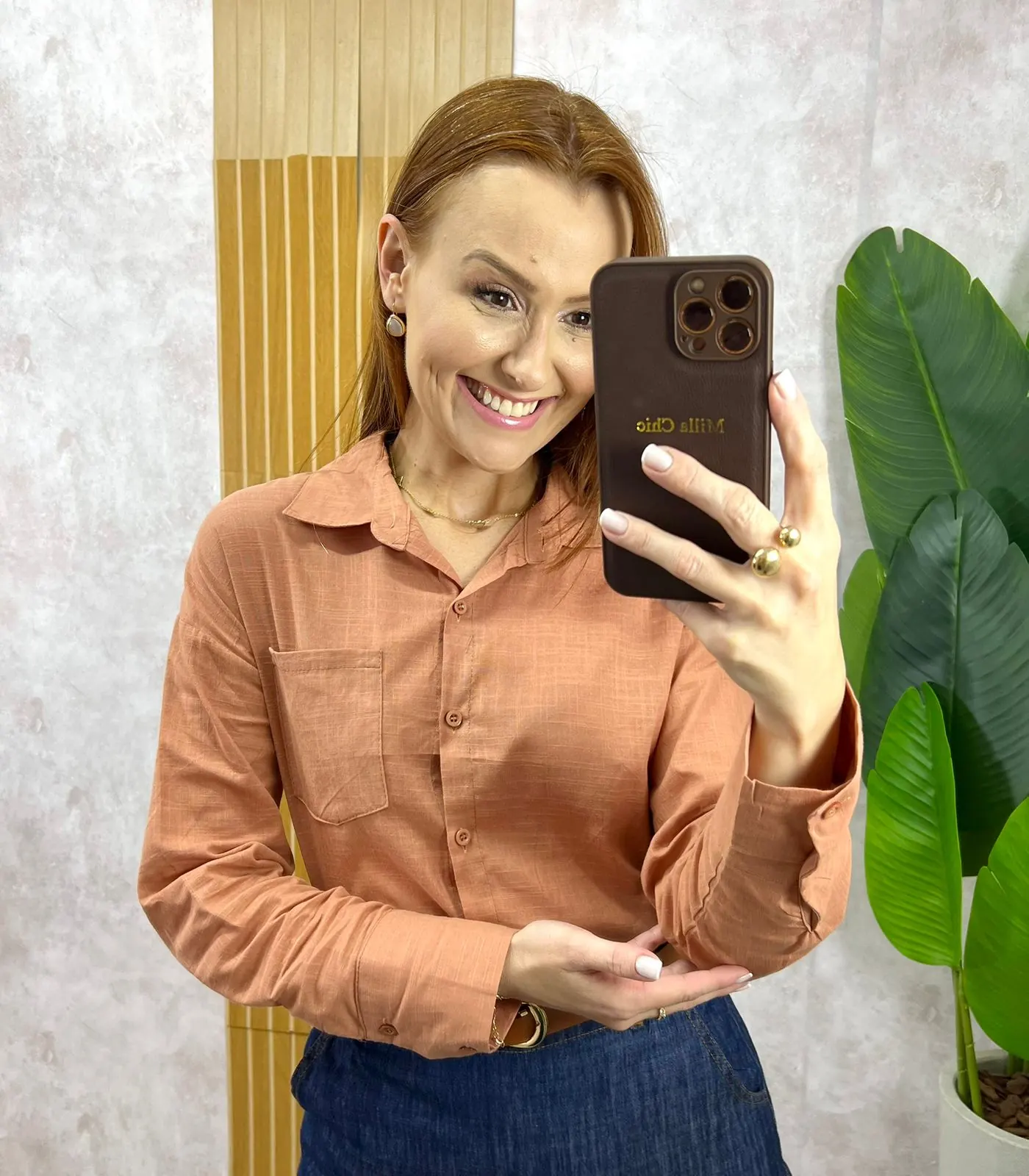 Milla Chic – Camisa Agar Em Linho – Marrom Milla Chic - Camisa Agar Em Linho - Marrom