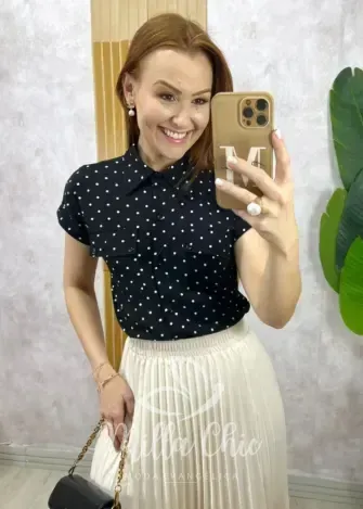 Milla Chic – Camisa Luana Em Viscolinho Póa – Preta Milla Chic - Camisa Luana Em Viscolinho Póa - Preta