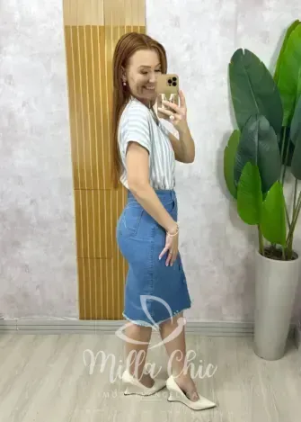 Milla Chic - Saia Jeans Mirela - Clara