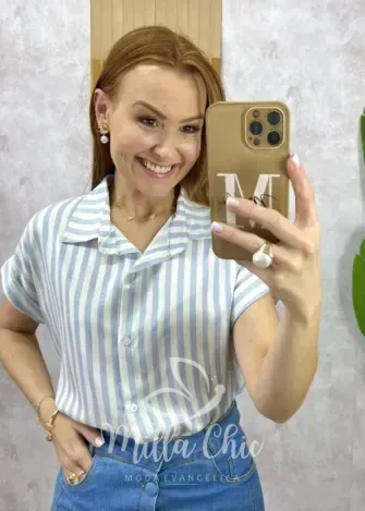 Milla Chic – Camisa Lígia Em Viscolinho- Listras Milla Chic - Camisa Lígia Em Viscolinho- Listras
