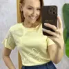 Milla Chic – Blusa Cristiane Bordado Laço – Manteiga Milla Chic - Blusa Cristiane Bordado Laço - Manteiga