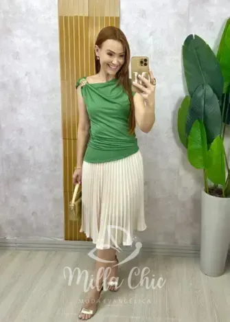 Milla Chic - Blusa Ariele Em Fluity - Verde Hortelã