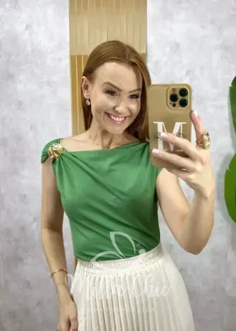 Milla Chic - Blusa Ariele Em Fluity - Verde Hortelã