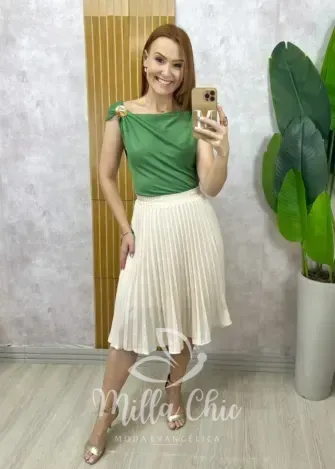 Milla Chic - Saia Augusta Bege Florida (cópia)
