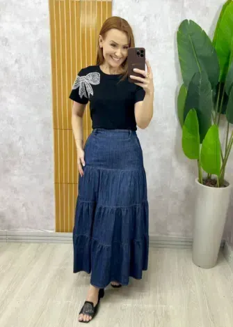 Milla Chic - Blusa Cristiane Bordado Laço - Preta