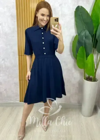 Milla Chic - Vestido Chemise Verônica Em Linho - Verde Pistache (cópia)