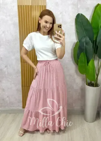 Milla Chic – Saia Longa Tiffany em Viscolinho – Listrada (cópia) Milla Chic - Saia Longa Tiffany em Viscolinho - Listrada (cópia)