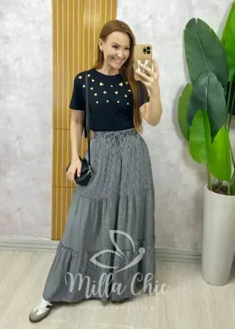 Milla Chic - T-shirt Mar 100% Algodão - Rosa Baby