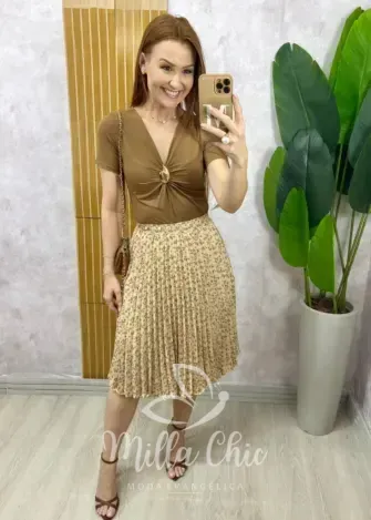 Milla Chic - Saia Augusta Bege Florida