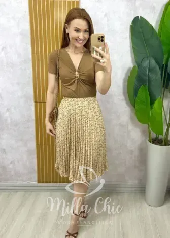 Milla Chic - Saia Augusta Bege Florida