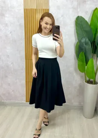 Milla Chic - Blusa Telma Em Viscolycra Listras - P&B (cópia)