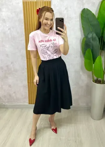 Milla Chic - Saia Sílvia Midi - Preta