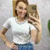 Blusa Ariane em viscolycra com aplicação - Milla Chic